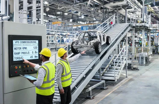 Automotive line VFD panel commissioning